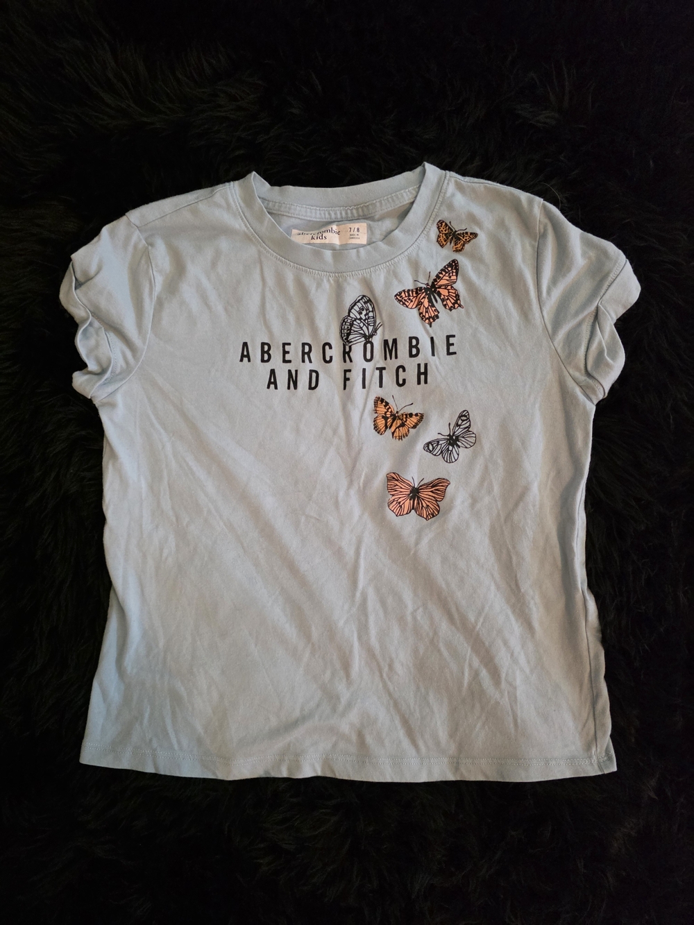 Abercrombie & Kid's Light Blue Butterfly Logo Tee
